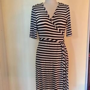 Banana Republic wrap dress with shoulder detail.